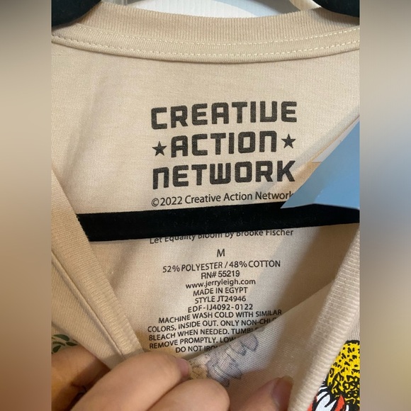 Creative Action Network Let Equality Bloom Cream Graphic Bee Floral Tshirt - Picture 3 of 3